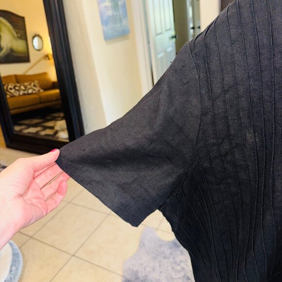 Studio Ease Black 100% Linen Maxi Dress Plus Sz 24W Cottage Lagenlook Sustainabl - Picture 10 of 10